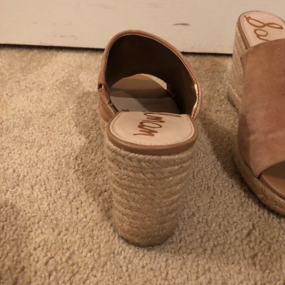 Sam Edelman Suede Raffia Open Toe Wedge - Picture 4 of 4